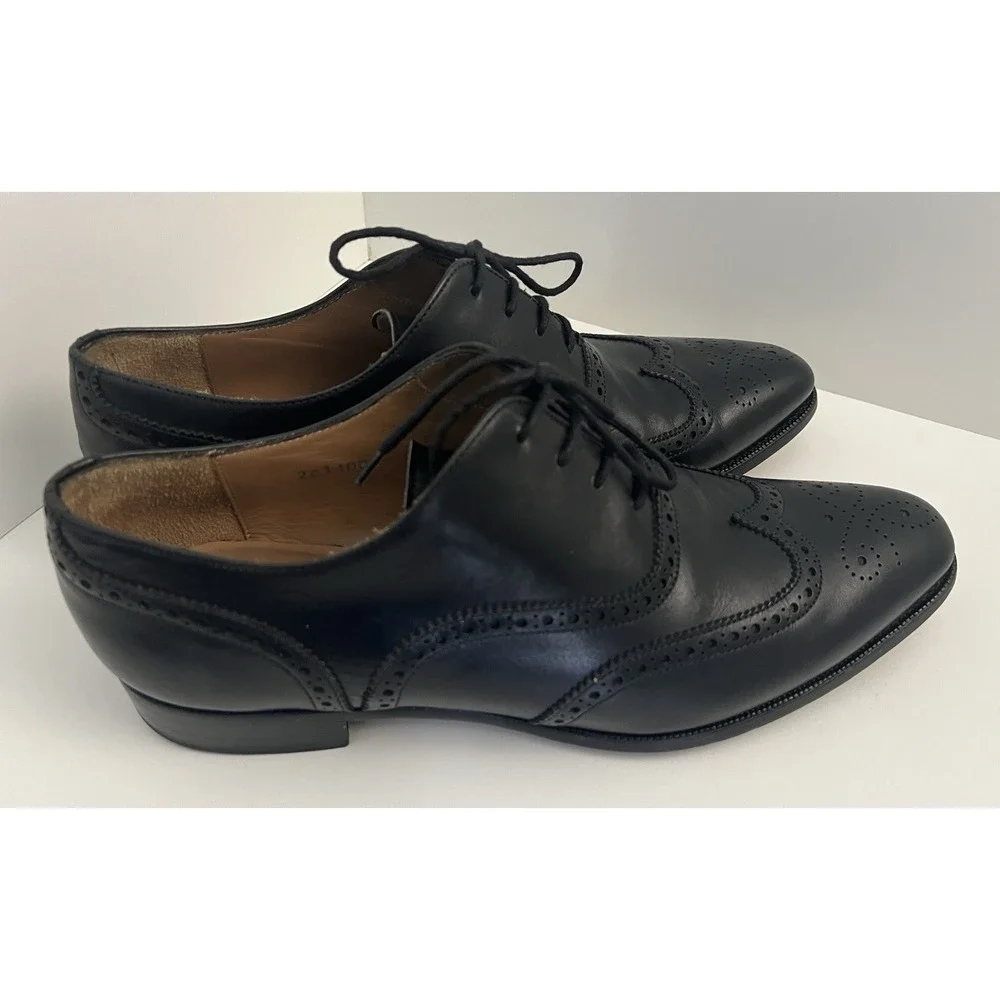 Mens Jack Erwin Hubert Longwing Derby Wingtip Oxford Black leather Shoes Sz 10.5
